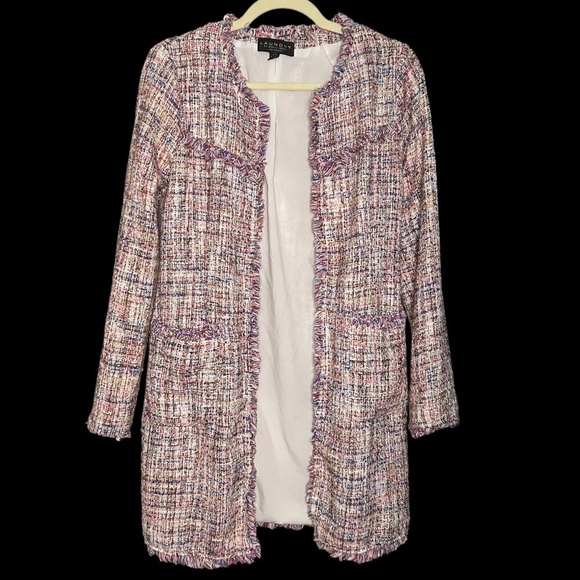 Laundry by Shelli Segal Pink Multicolor Tweed Jacket Size XS - Picture 1 of 6